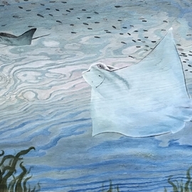 Sarah Wall: 'deep sea cruise', 2021 Oil Painting, Sea Life. Artist Description: Sarah Wall s large sized painting. ...