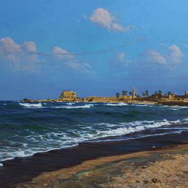 Sar Gallery: 'Caesarea Israel Area of Temples', 2013 Oil Painting, Landscape. Artist Description: Artist - Artyom Puchkov...