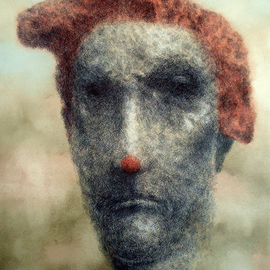 Sasha Tsyganov: 'Clown', 2014 Oil Painting, Figurative. Artist Description:  ballpoint pen, oil on canvas                  ...