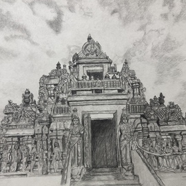 Sathya Sharma: 'astalakshmi temple', 2023 Pencil Drawing, Architecture. Artist Description: Hindu Architecture...