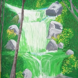 Art Sbk: 'waterfall in jungle', 2018 Oil Painting, nature. Artist Description: I made this with beautiful oil paint...