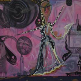 Smeetha Bhoumik: 'Balancing Act', 2004 Oil Painting, Cityscape. Artist Description: So many faces, so many roles, a pro a mom, dusk to dawn -balancing, timeand love with equal  elan!...