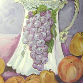 Lenore Schenk Artwork Antique Pitcher with Fruit, 2011 Acrylic Painting, Food