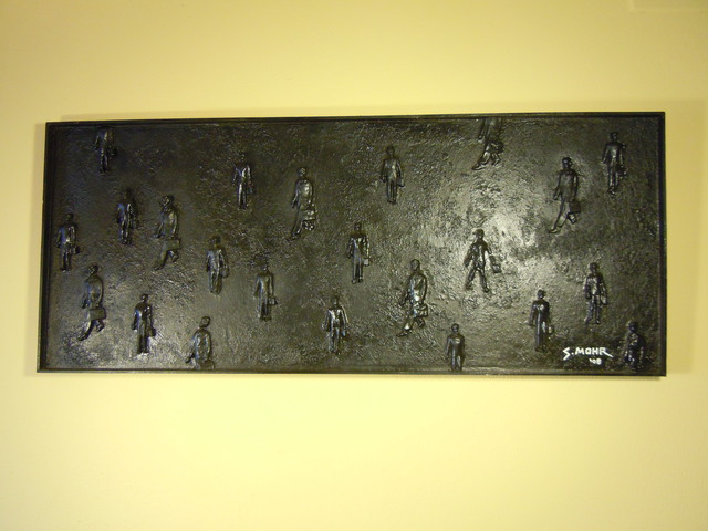 Scott Mohr  'Biz Guys In Black', created in 2004, Original Sculpture Stone.