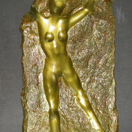 Scott Mohr: 'Through the Veil', 2004 Bronze Sculpture, Figurative. Artist Description:  From an original alabaster carving this copy in bronze expresses the desire to connect to the other side to find our true self our higher being  ...