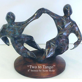 Scott Mohr: 'Two to Tango', 1988 Bronze Sculpture, Figurative. Artist Description:  These stylized dancers are mounted on a lazy Susan so they spin. . . they can truly dance   ...