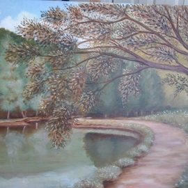 Seanna Mendez: 'willow river', 2019 Oil Painting, Scenic. Artist Description: Willow on the Water...