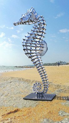 Sebastian Novaky: 'hippocampus', 2016 Steel Sculpture, Abstract. Big Seahorse Stainless Steel sculpture.Large Seahorse Stainless Steel sculpture for sale for Outside Outdoors in the Yard or Garden by the International Sculptor Sebastian Novaky. ...