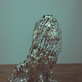 Sebastian Novaky: 'the king', 2015 Steel Sculpture, Abstract. Artist Description: Contemporary Life Size sculpture, by Sebastian Novasky.Modern Abstract Stainless Steel Lion statue for sale for Indoors or Outside in the Yard or Garden by the Animal Loving Sculptor Sebastian Novasky. ...