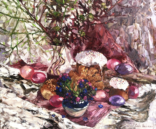 Olga Sedykh  'Easter Honeydew', created in 2020, Original Painting Oil.