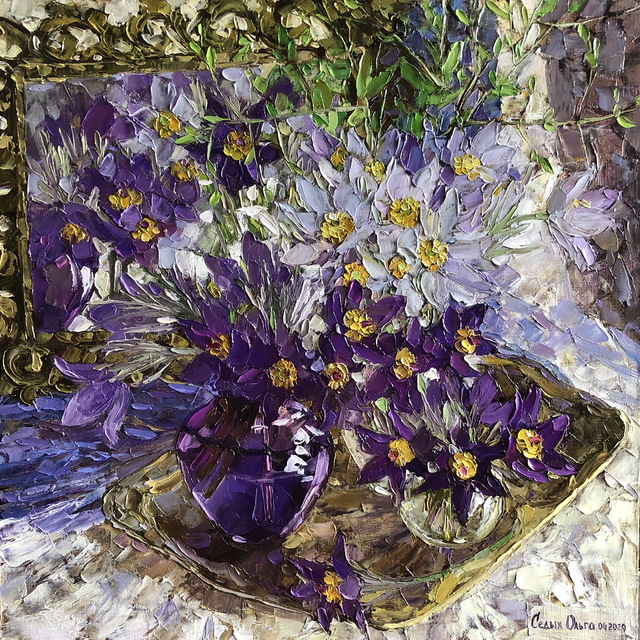 Olga Sedykh  'Purple Stars', created in 2020, Original Painting Oil.