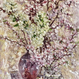 Olga Sedykh: 'the tenderness of spring', 2020 Oil Painting, Impressionism. Artist Description: Spring blooming of the garden is one of the most beautiful moments of spring.  It is a fascinating spectacle, fills the outdoors in may.  The fragrance of the gardens and the countless myriads of flowers on the branches of trees and shrubs fascinate with their splendor.  The delicate ...