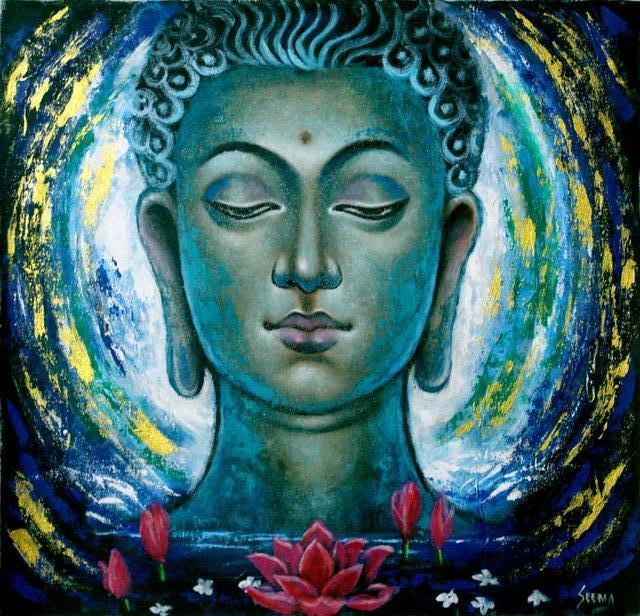Artist Seema Dasan. 'Buddha Painting' Artwork Image, Created in 2021, Original Painting Oil. #art #artist