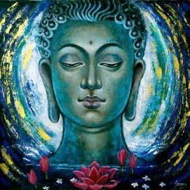 Seema Dasan: 'buddha painting', 2021 Oil Painting, Buddhism. Artist Description: Buddha Painting on canvas, hand created, Beautiful Artwork, Buddha in meditation, brings peace and serene to any home.  ...