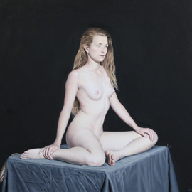 Seidai Tamura: 'Anticipation', 2016 Oil Painting, nudes. Artist Description:  Oil on Masonite board, 16 x 20, 34cradled.  Signature on lower right corner.  ...