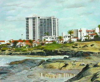 Lynette Seiter: 'City By the Sea', 2008 Oil Painting, Beach.  A San Diego beach showing the high rise resorts and houses along the shore. ...