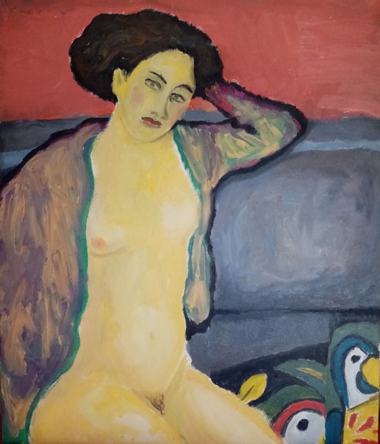 Selenia Bosso  'Nude On Sofa  Self Portrait ', created in 2019, Original Painting Oil.