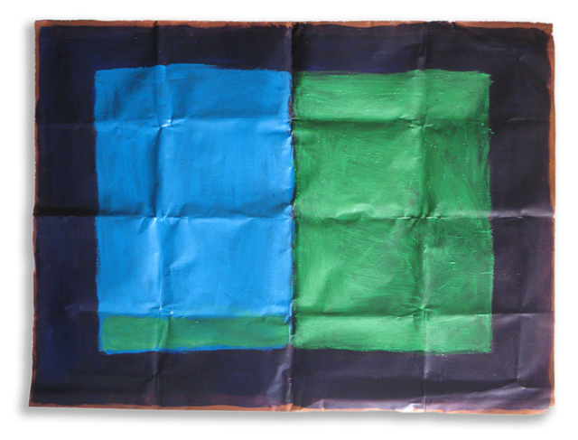 Artist Lavih Serfaty. 'Blue Green COMPOSITION' Artwork Image, Created in 2006, Original Mixed Media. #art #artist