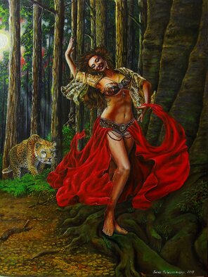 Serhii Bilotserkovskyi: 'dance for leopard', 2019 Oil Painting, Dance. I was inspired by the eastern legend. This is described on the SHVAYIZIK channel...
