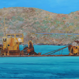 Steven Fleit: 'st martin shipwreck el maud', 2015 Acrylic Painting, Seascape. Artist Description: Shipwreck  1999  of the El Maud off the coast of Marigot, St. Martin. Removed 2017. shipwreck, st. martin, caribbean...