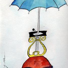 CHAIR AND BLUE UMBRELLA By Suzanne Gegna