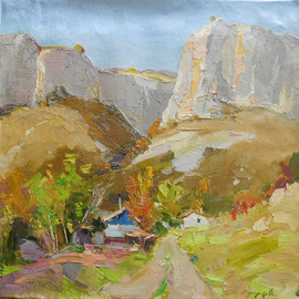 Alexander Shandor: 'mountain crimea', 2013 Oil Painting, Mountains. Artist Description: Painting: Oil on CanvasOriginal: One- of- a- kind ArtworkSize: 80 W x 80 H x 3 D cmFrame: Not FramedReady to Hang: Not applicablePackaging: Ships Rolled in a Tube...