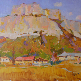 Alexander Shandor: 'small garden village', 2013 Oil Painting, Mountains. Artist Description: Painting: Oil on CanvasOriginal: One- of- a- kind ArtworkSize: 90 W x 70 H x 3 D cmFrame: Not FramedReady to Hang: Not applicablePackaging: Ships Rolled in a Tube...