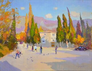 Alexander Shandor: 'south town', 2013 Oil Painting, Mountains. Painting: Oil on CanvasOriginal: One- of- a- kind ArtworkSize: 90 W x 70 H x 3 D cmFrame: Not FramedReady to Hang: NoPackaging: Ships Rolled in a Tube...
