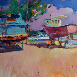 Alexander Shandor: 'yacht club', 2019 Oil Painting, Sea Life. Artist Description: Painting: Oil on CanvasOriginal: One- of- a- kind ArtworkSize: 80 W x 60 H x 2 D cmFrame: Not FramedReady to Hang: Not applicablePackaging: Ships Rolled in a Tube...