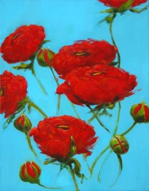 Shanee Uberman: 'poppy red', 2009 Oil Painting, Floral.  a color saturated canvas, i hope you see all the beauty in our world, i know we have darkness, it can overwhelm at times. . . please, see the magnificent bright colorful world we live in ...