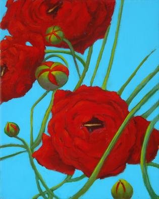 Shanee Uberman: 'poppy red 2', 2009 Oil Painting, Floral.   a color saturated canvas, i hope you see all the beauty in our world, i know we have darkness, it can overwhelm at times. . . please, see the magnificent bright colorful world we live in  ...
