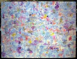 Richard Lazzara: 'BLUE IDEOPLEXUS', 1975 Watercolor, Healing.   This healing cakra work focus' s on the blue colors and we see many of these same images in meditations as we travel along the spinal column....