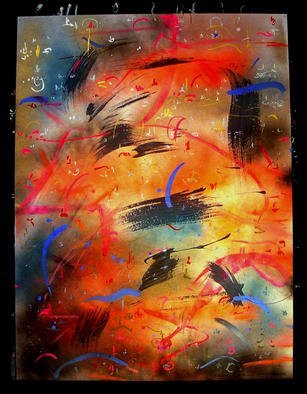 Richard Lazzara: 'DYNAMIC CENTERS', 1987 Calligraphy, Visionary. DYNAMIC CENTERS 1987 is a sumie calligraphy painting from the WHO AM I? ALBUM as found at 