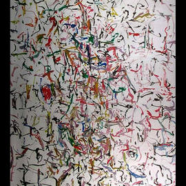 Richard Lazzara: 'INTERPLAY EAST WEST', 1974 Oil Painting, Culture. Artist Description: INTERPLAY EAST WEST 1974 is  a sumie calligraphic painting from the HAIKU KOAN collection as found at 