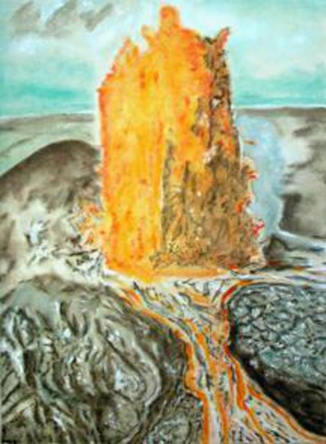 Artist Richard Lazzara. 'Kilauea Volcano Lingam' Artwork Image, Created in 2004, Original Pastel. #art #artist