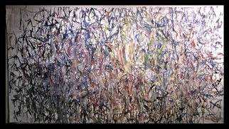 Richard Lazzara: 'NYC JUNGLEY DRUMS', 1972 Oil Painting, Visionary. NYC JUNGLEY DRUMS 1972 is from the' PANORAMA EMPOWERMENT PAINTINGS'  - - a cascading river of strokes form this siva jata series from 