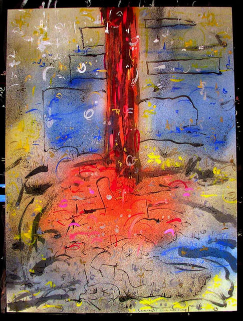 Richard Lazzara  'POLE AND FLAGS', created in 1985, Original Pastel.