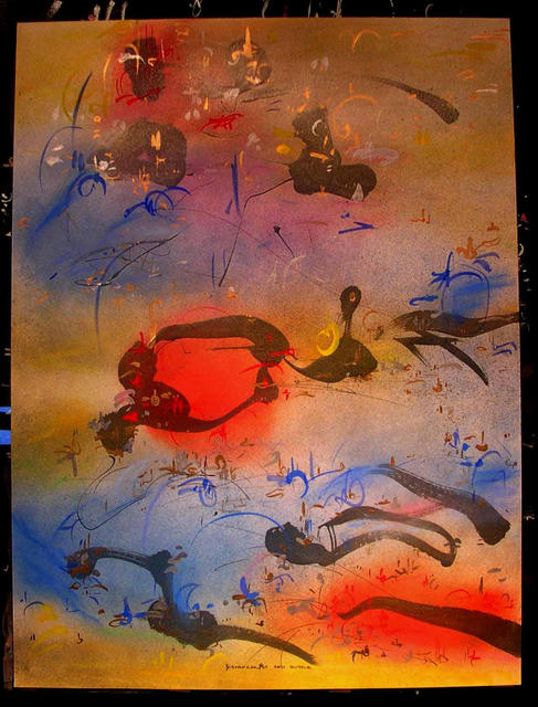 Artist Richard Lazzara. 'RED BUBBLE' Artwork Image, Created in 1985, Original Pastel. #art #artist