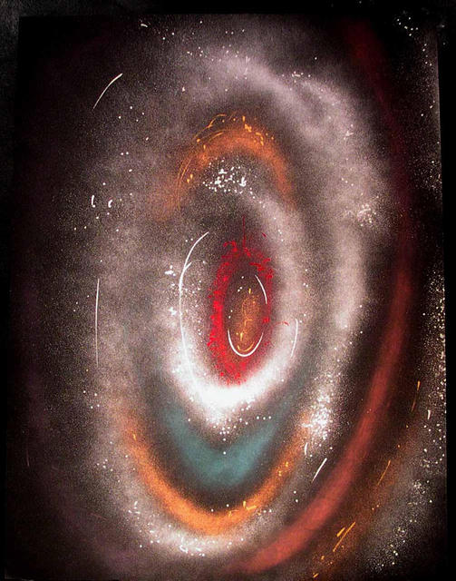 Artist Richard Lazzara. 'RED CIRCLE' Artwork Image, Created in 1986, Original Pastel. #art #artist