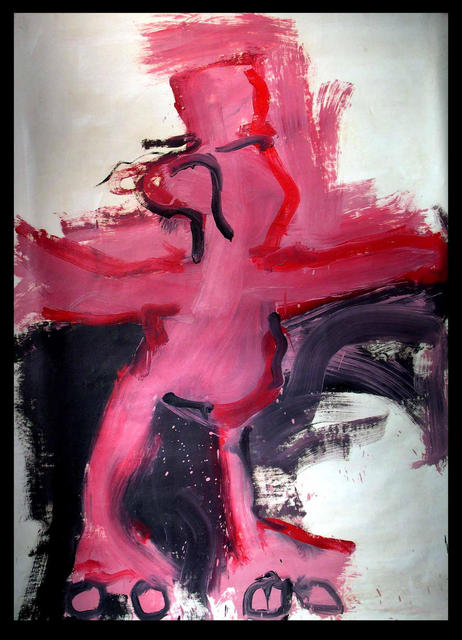 Richard Lazzara  'RED SKATER', created in 1973, Original Pastel.
