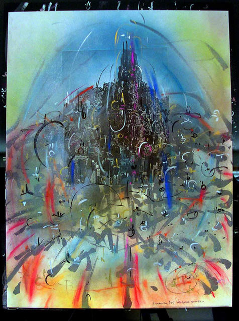 Artist Richard Lazzara. 'SUMERU ANGKOR' Artwork Image, Created in 1985, Original Pastel. #art #artist