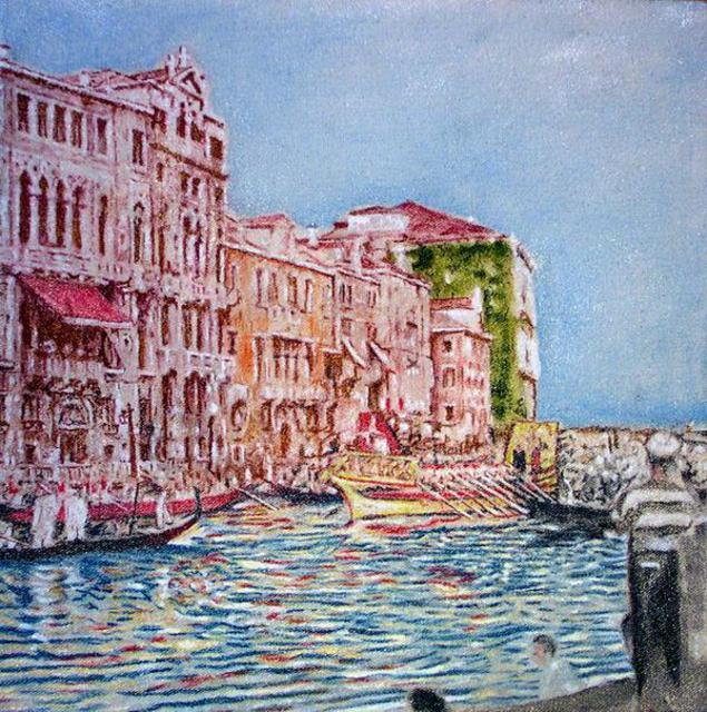 Artist Richard Lazzara. 'Venetia Lazzara Grande Canal Regatta' Artwork Image, Created in 2004, Original Pastel. #art #artist