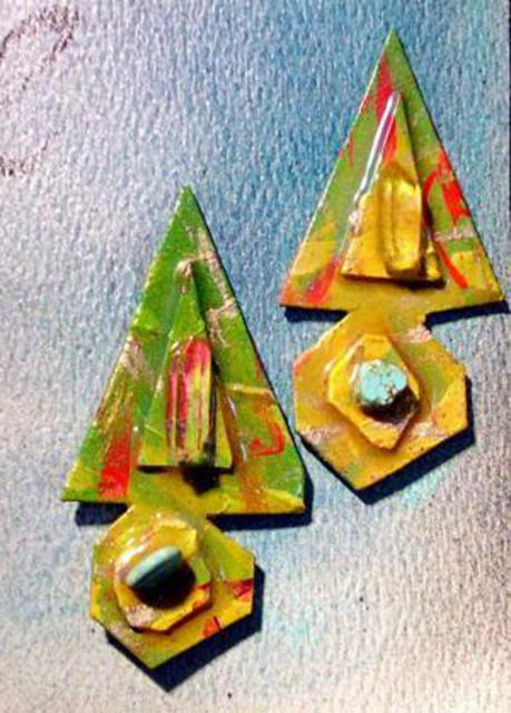 Artist Richard Lazzara. 'Arrow Heads Ear Ornaments' Artwork Image, Created in 1989, Original Pastel. #art #artist