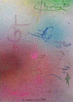 Richard Lazzara: 'be left alone', 1988 Calligraphy, Visionary. BE LEFT ALONE, from the folio SUMIE CARDS is available at 