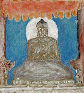 Richard Lazzara: 'bodhgaya budha', 2000 Acrylic Painting, Culture. bodhgaya buddha 2000 is a painting with gold and shimmering irridescent colors from a photograph from my 1978 visit....