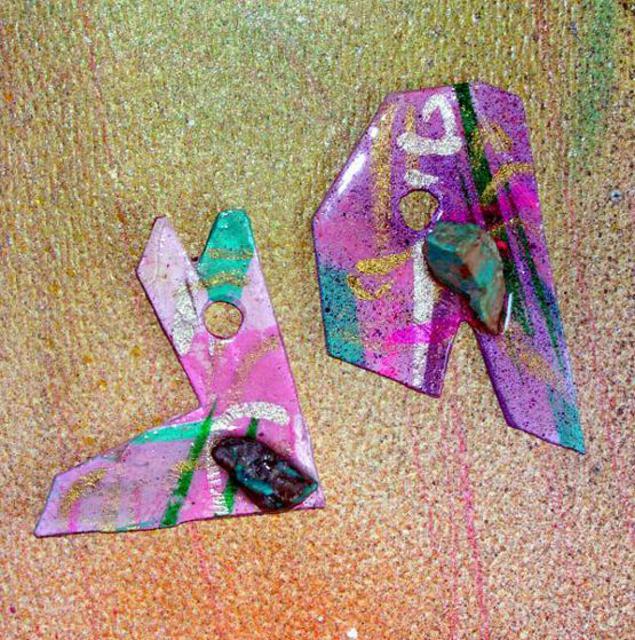Artist Richard Lazzara. 'Call Letter Ear Ornaments' Artwork Image, Created in 1989, Original Pastel. #art #artist