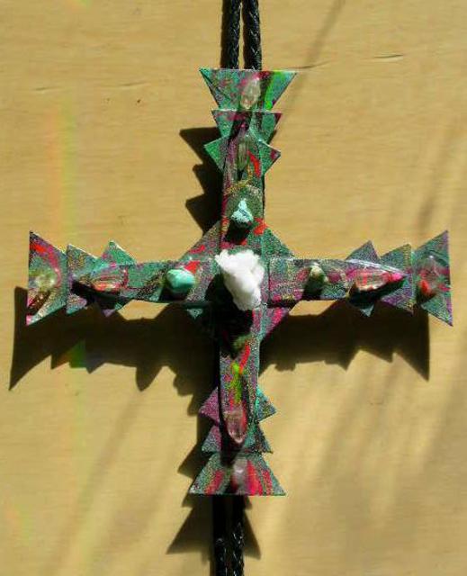 Richard Lazzara  'Coral Cross Bolo Or Pin Ornament', created in 1989, Original Pastel.