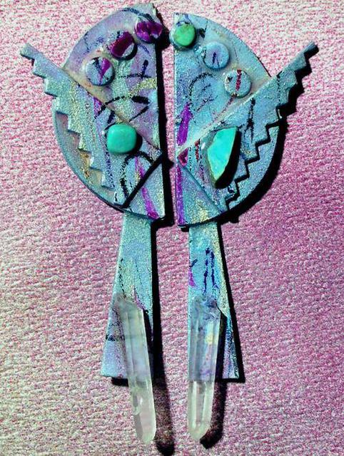 Artist Richard Lazzara. 'Crystal Lances Ear Ornaments' Artwork Image, Created in 1989, Original Pastel. #art #artist