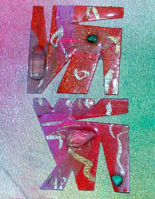 Artist Richard Lazzara. 'Crystal Letters Ear Ornaments' Artwork Image, Created in 1989, Original Pastel. #art #artist