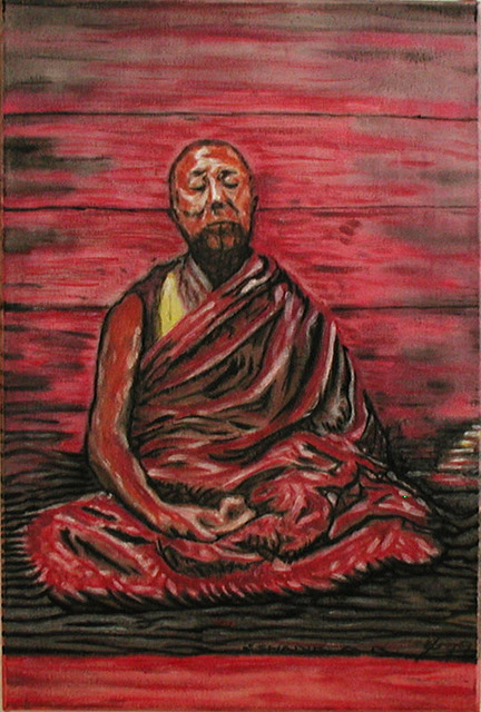 Artist Richard Lazzara. 'Dalai Lama Meditating' Artwork Image, Created in 2001, Original Pastel. #art #artist